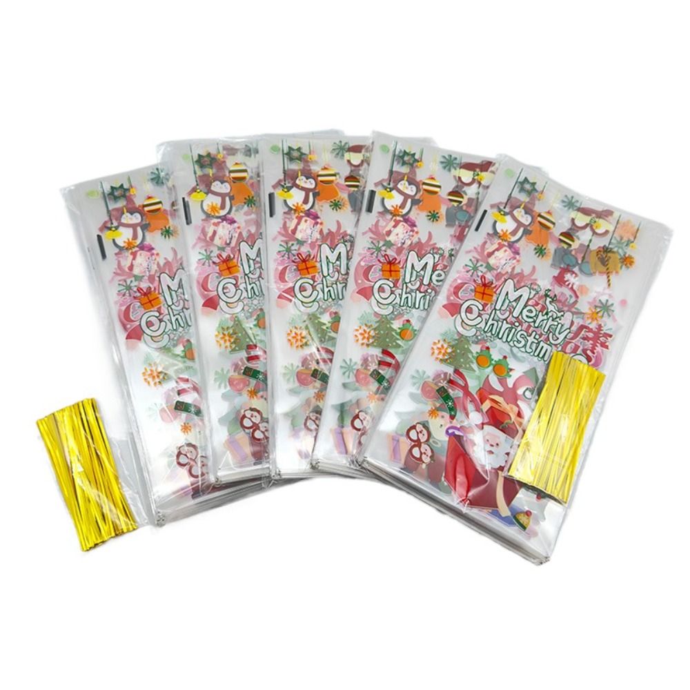 Xmas Food Snacks - 50PCS Transparent Cellophane Christmas Candy Bag