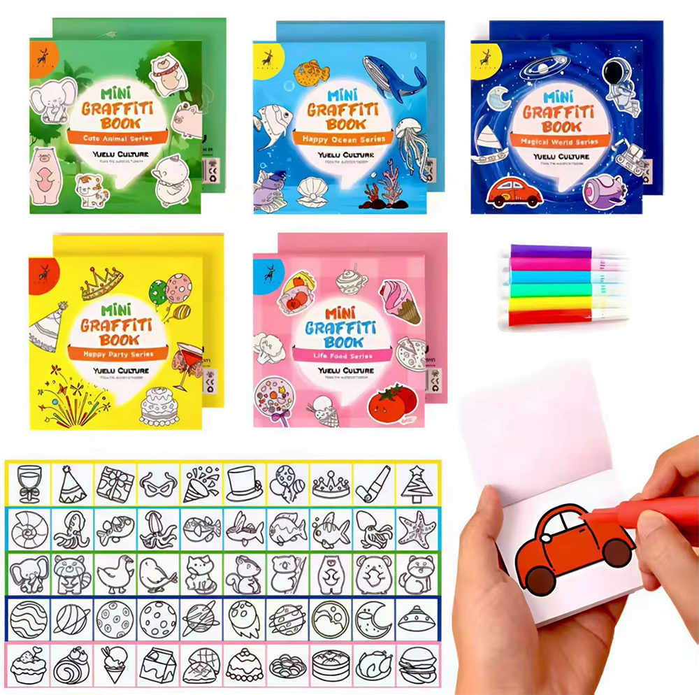 Food Snacks Coloring Book - 50Sheets Mini Graffiti Notebook for Kids