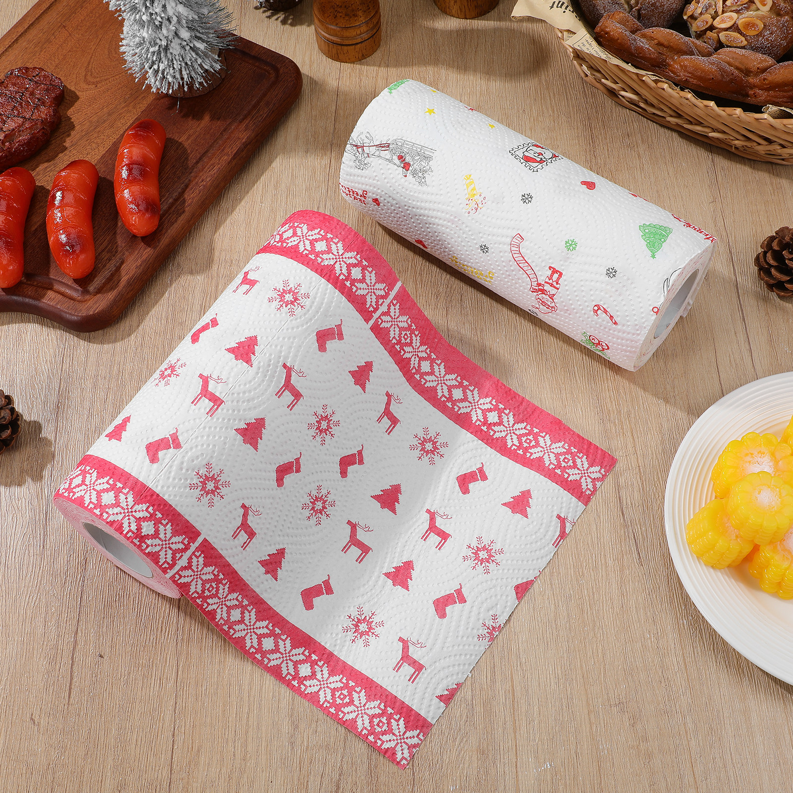 Xmas Food Snacks - 2pcs Xmas Themed Disposable Baking Paper