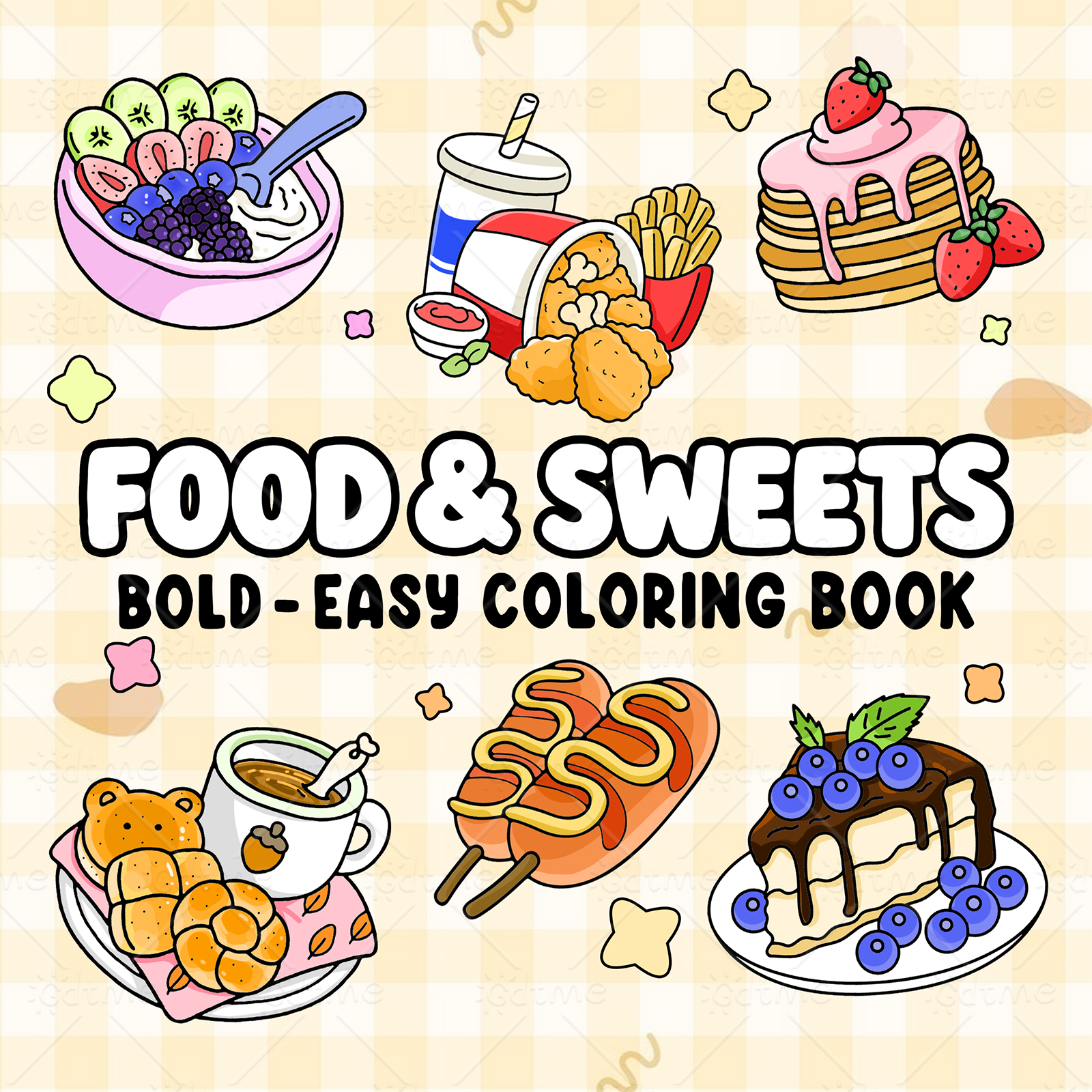 FOOD SWEETS Bold-easy Patterns - đánh giá và giá Food Snacks Coloring Book