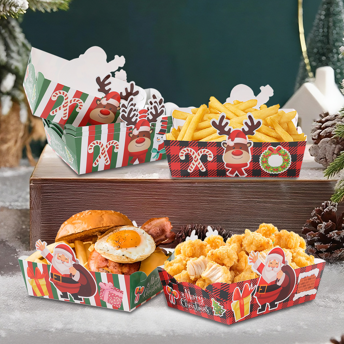 24pcs Christmas Mini Snack Tra - đánh giá và giá Xmas Food Snacks