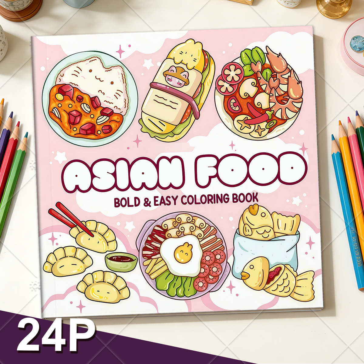 ASIAN Food Bold-easy Patterns  - đánh giá và giá Food Snacks Coloring Book