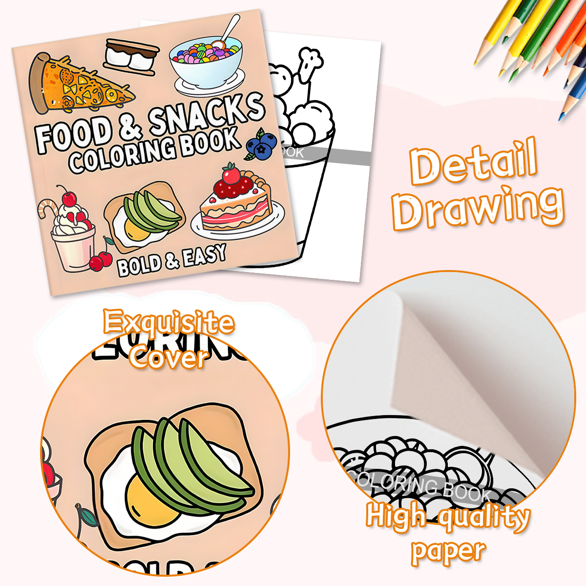Delicious Food & Snack Themed  - đánh giá và giá Food Snacks Coloring Book
