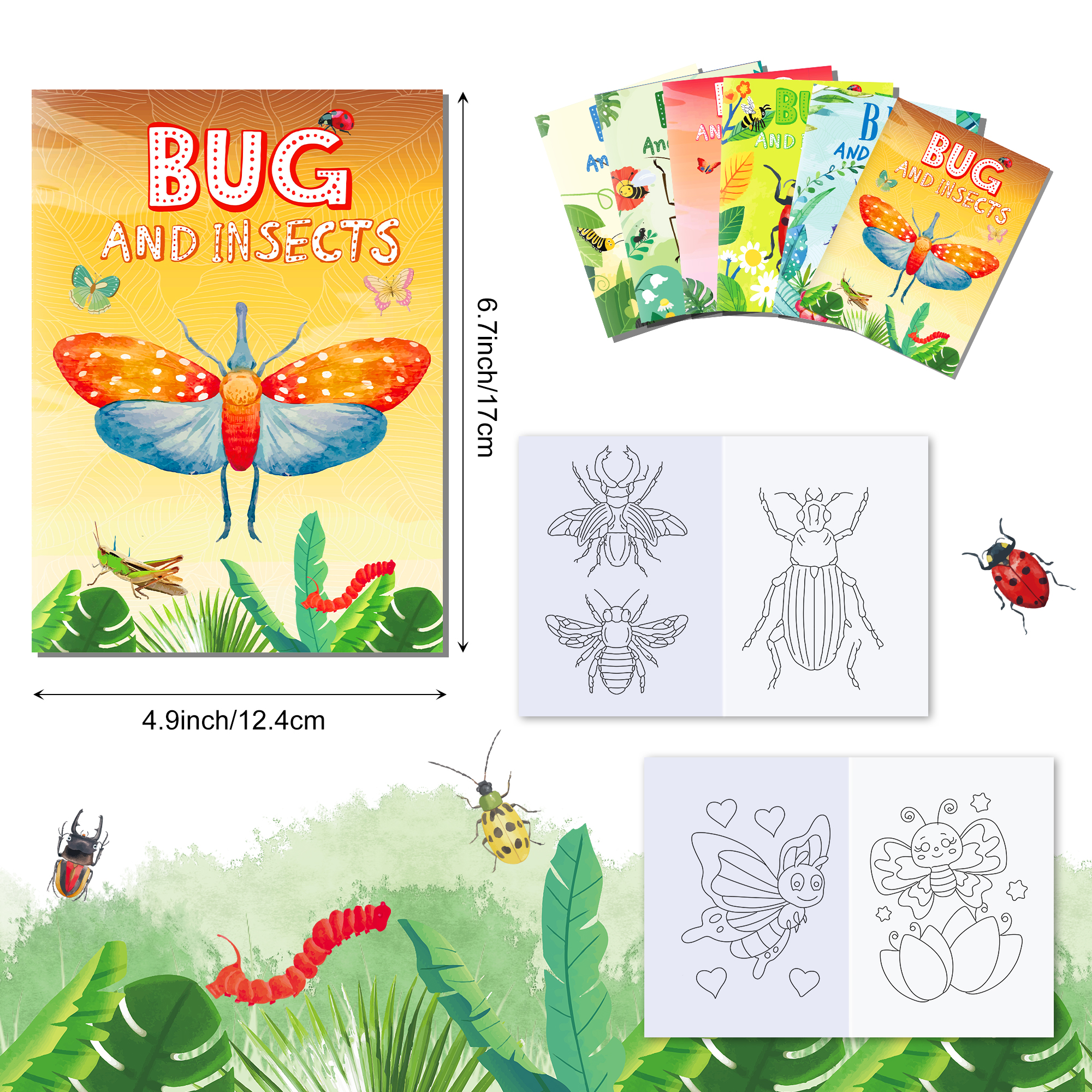 12pcs Cartoon Insect Bug Sprin - đánh giá và giá Food Snacks Coloring Book