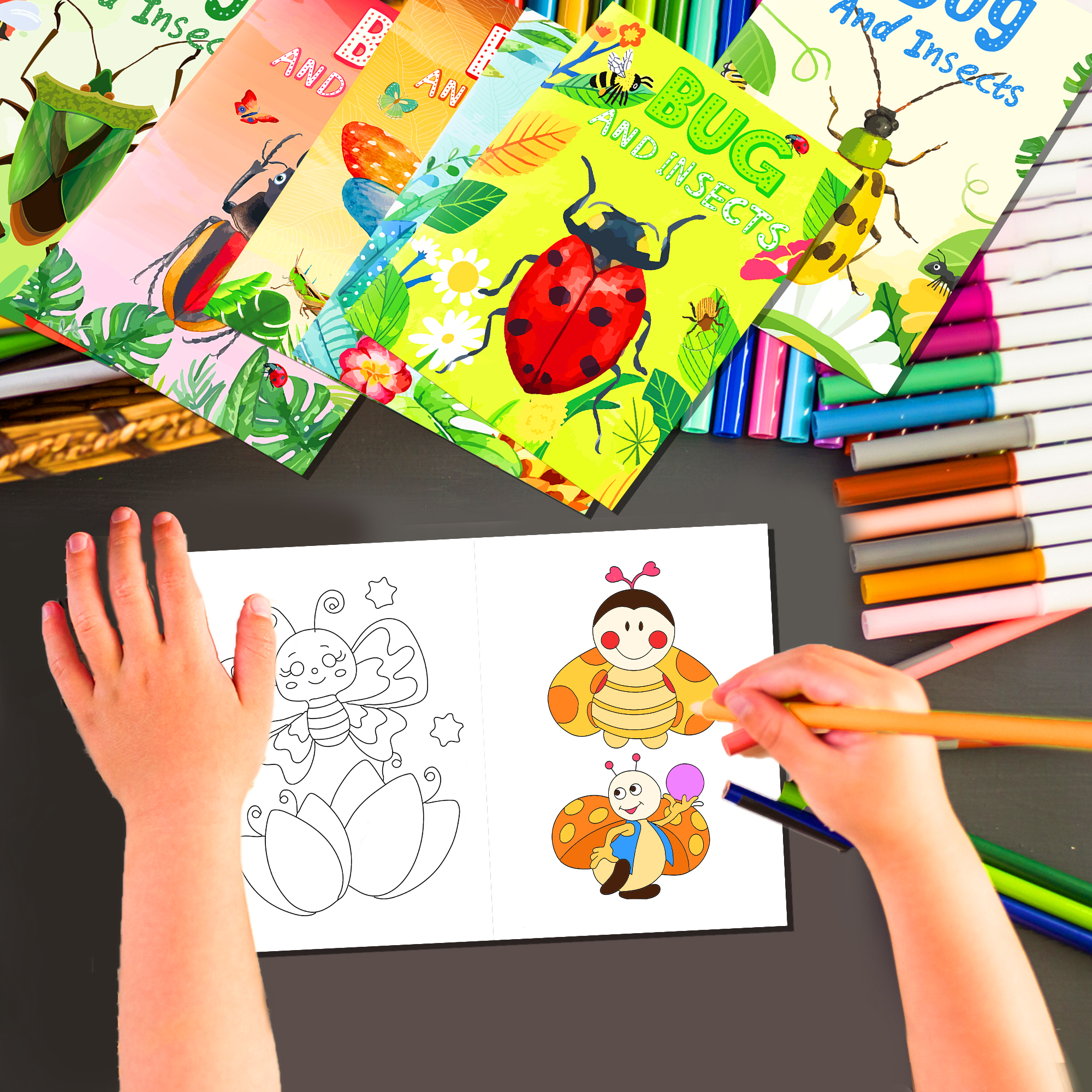 12pcs Cartoon Insect Bug Sprin - đánh giá và giá Food Snacks Coloring Book