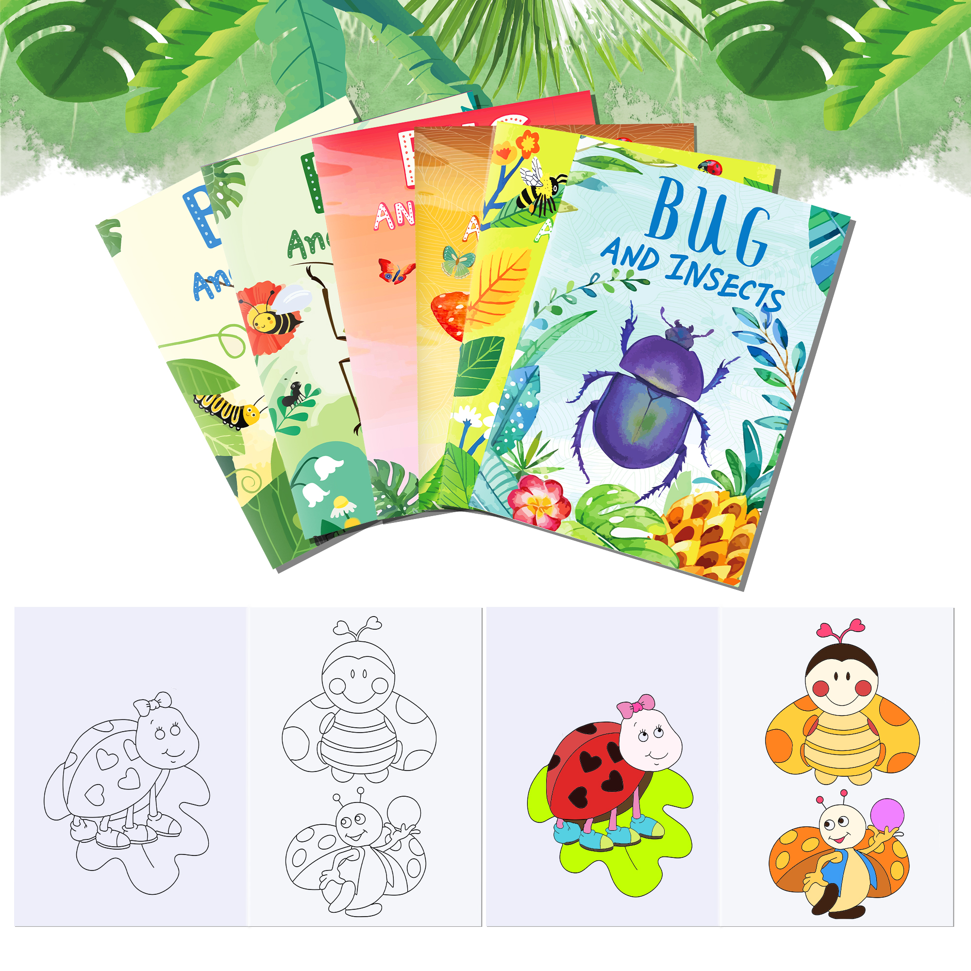 12pcs Cartoon Insect Bug Sprin - đánh giá và giá Food Snacks Coloring Book